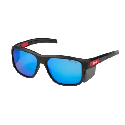 Full Frame Safety Glasses with Removable Side Shields - Blue Mirrored Anti-Scratch Lenses