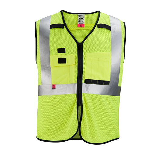 Milwaukee Tool AR/FR Cat. 1 Class 2 High Visibility Yellow Mesh Safety Vest 48-73-5201