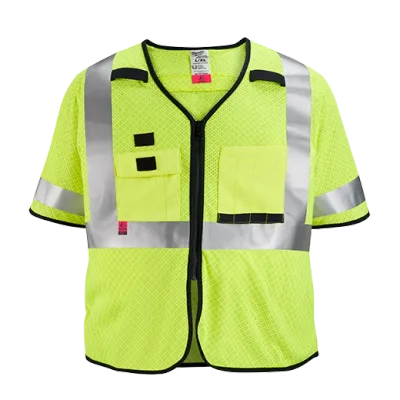 Milwaukee Tool AR/FR Cat. 1 Class 3 High Visibility Yellow Mesh Safety Vest 48-73-5221