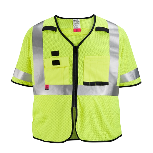 Milwaukee Tool AR/FR Cat. 1 Class 3 High Visibility Yellow Mesh Safety Vest 48-73-5223