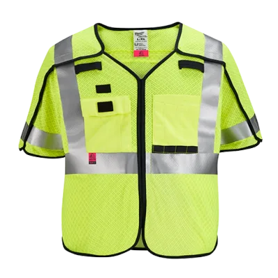 AR/FR Cat. 1 Class 3 Breakaway High Visibility Yellow Mesh Safety Vest (ANSI/CSA)