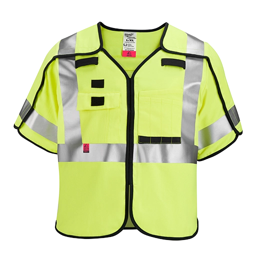 Milwaukee Tool AR/FR Cat. 1 Class 3 Breakaway High Visibility Yellow Safety Vest (ANSI/CSA) 48-73-5334