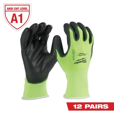 Milwaukee Tool Hi-Vis Cut Level 1 Polyurethane Dipped Gloves 48-73-8910B