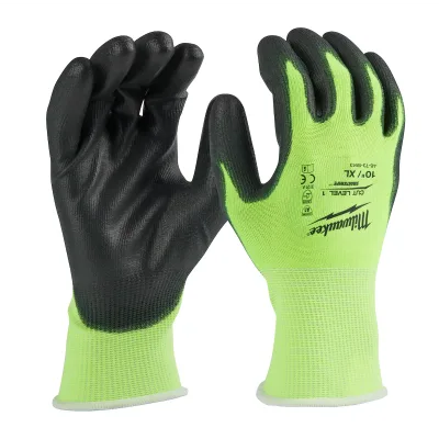 Milwaukee Tool Hi-Vis Cut Level 1 Polyurethane Dipped Gloves 48-73-8913