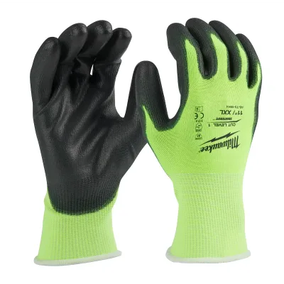 Milwaukee Tool Hi-Vis Cut Level 1 Polyurethane Dipped Gloves 48-73-8914