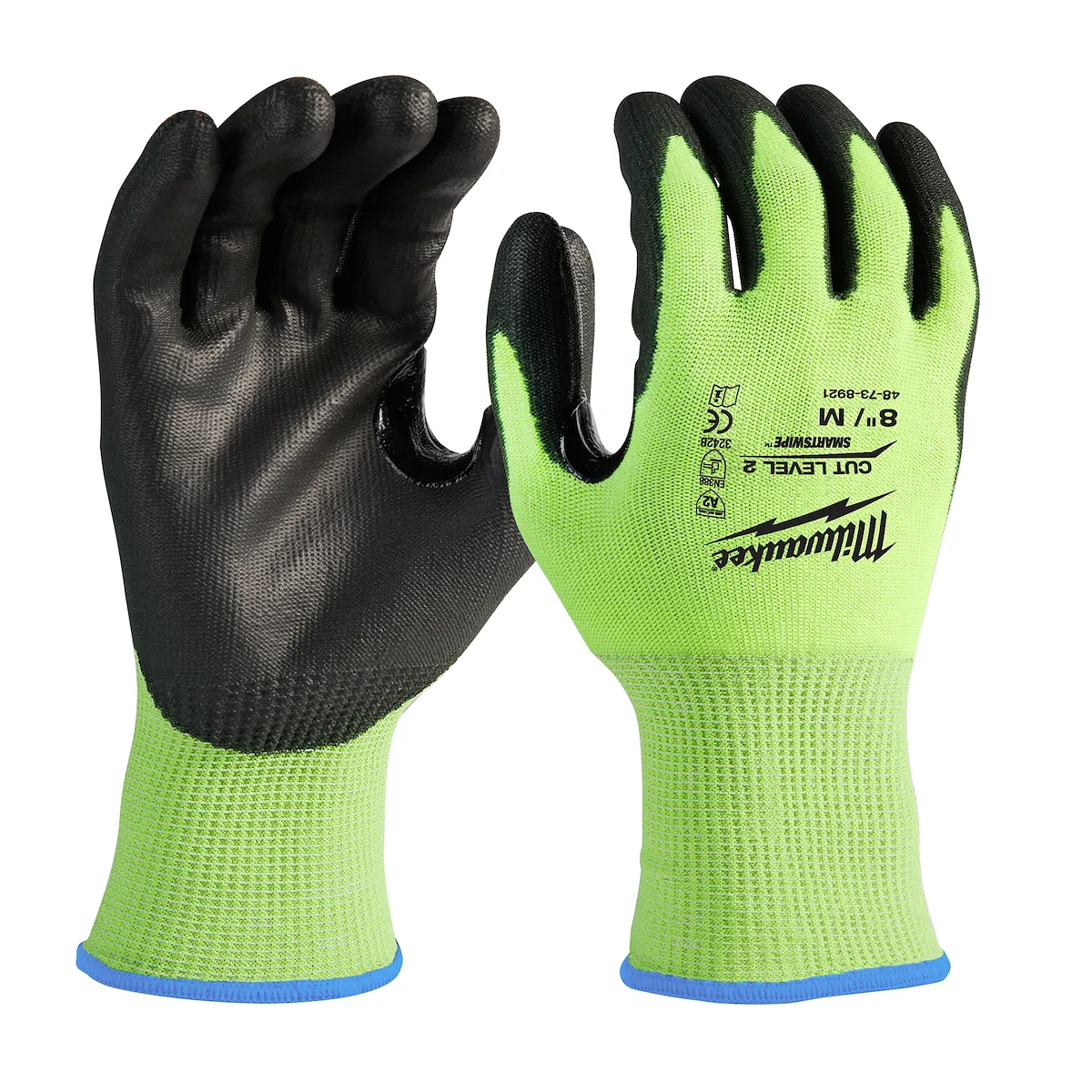 Milwaukee Tool Hi-Vis Cut Level 2 Polyurethane Dipped Gloves 48-73-8921