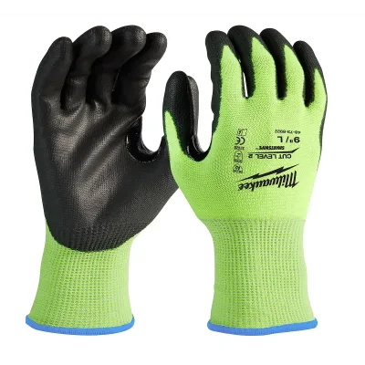 Milwaukee Tool Hi-Vis Cut Level 2 Polyurethane Dipped Gloves 48-73-8922
