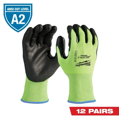 Milwaukee Tool Hi-Vis Cut Level 2 Polyurethane Dipped Gloves 48-73-8923B