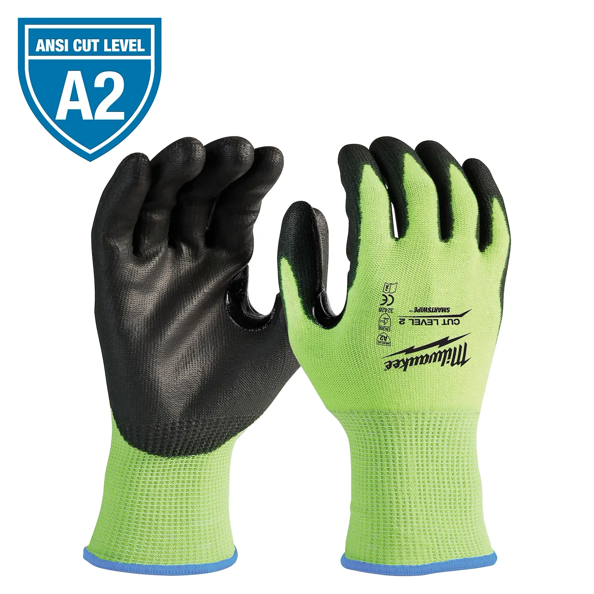 Milwaukee Tool Hi-Vis Cut Level 2 Polyurethane Dipped Gloves 48-73-8924B