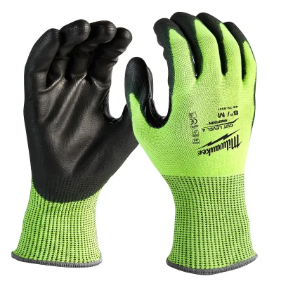 Milwaukee Tool Hi-Vis Cut Level 4 Polyurethane Dipped Gloves 48-73-8941