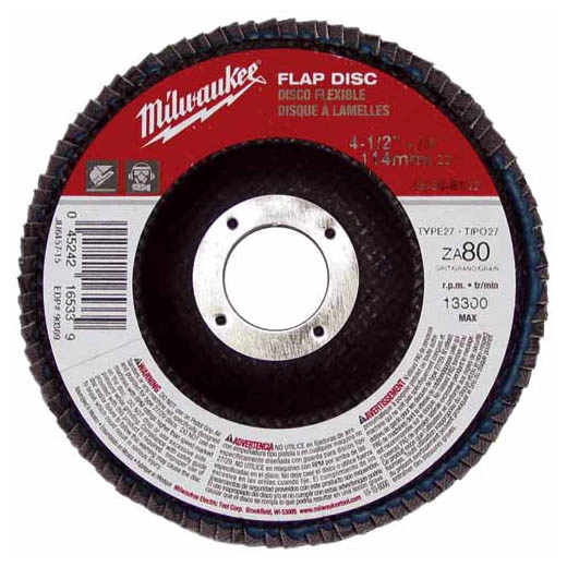 4-1/2" x 7/8" Flap Disc 80 Grit (Type 27)