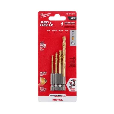 Milwaukee Tool SHOCKWAVE RED HELIX Titanium Drill Bits 48-89-4644