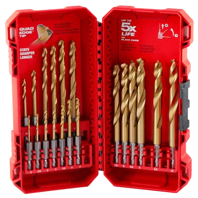 SHOCKWAVE Impact Duty™ RED HELIX™ Titanium Metric Drill Bit Set - 19PC