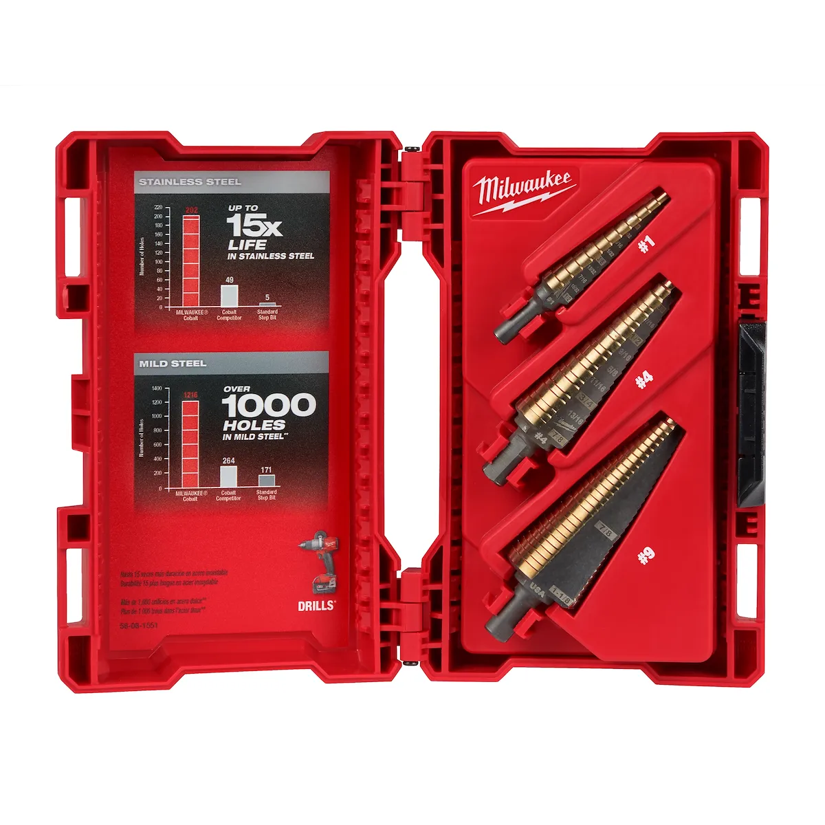 3PC Cobalt Step Drill Bit Set