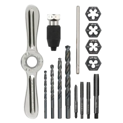 (15PC) SAE Tap & Die Set w/ Hex-LOK™ 2-IN-1 Handle