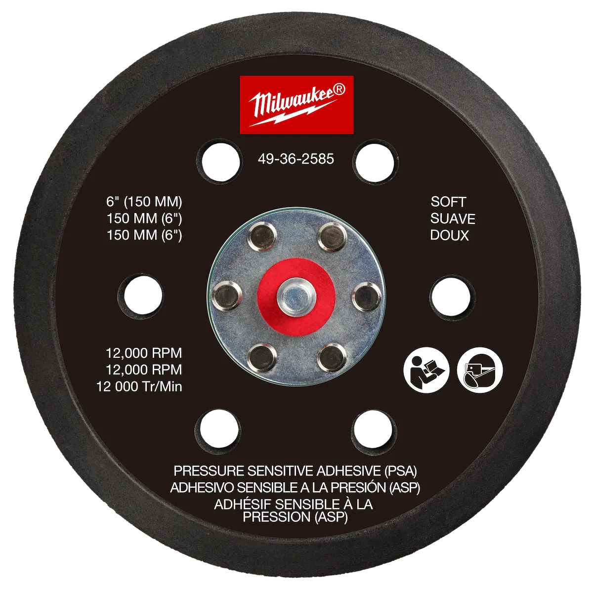 6 in Pressure Sensitive Adhesive Sander Backing Pad