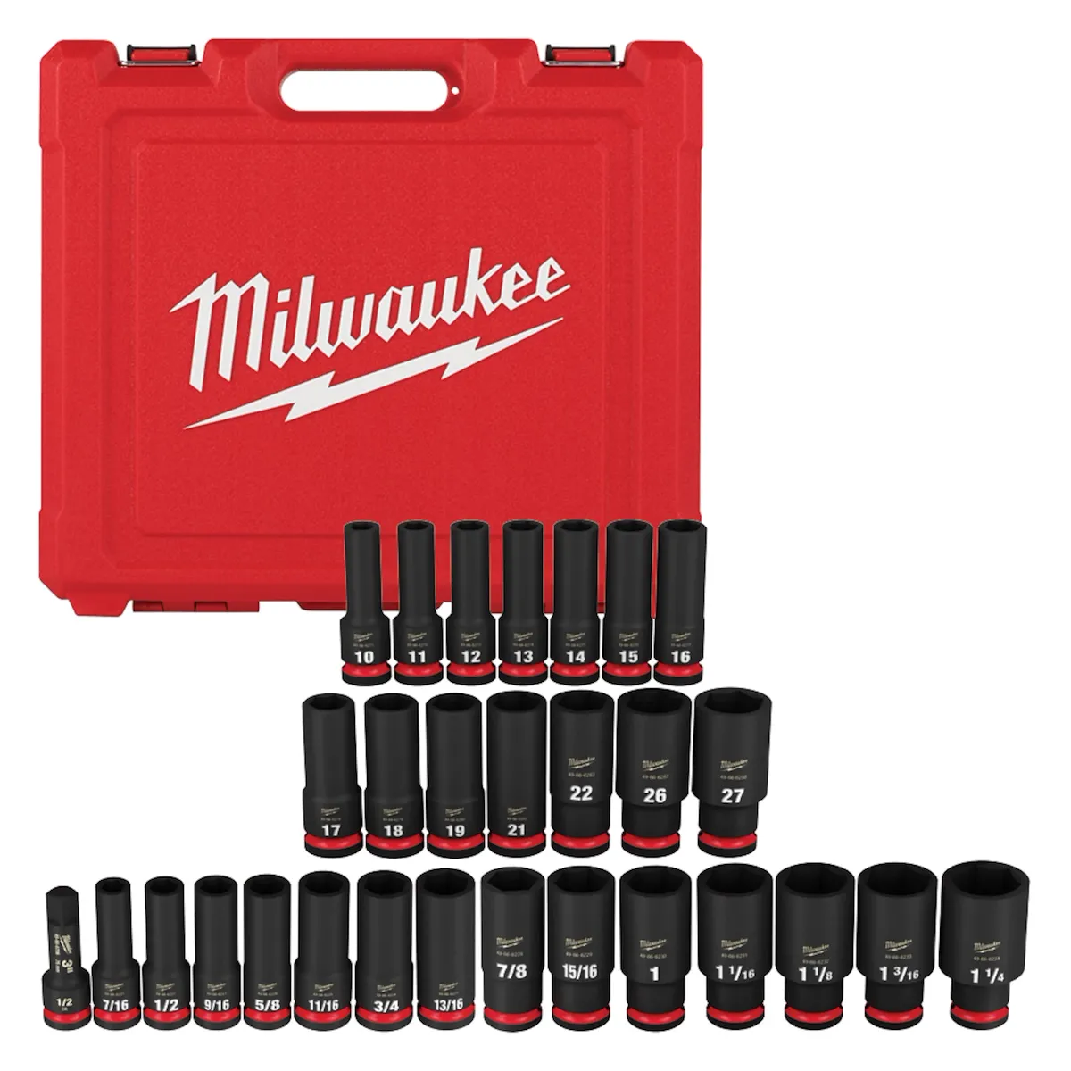 Milwaukee Tool SHOCKWAVE Impact Duty 1/2" Drive 6 Point Socket Sets 49-66-7016