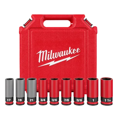 (9PC) SHOCKWAVE Impact Duty™ 1/2 Drive SAE & Metric Lug Nut Wheel Socket Set
