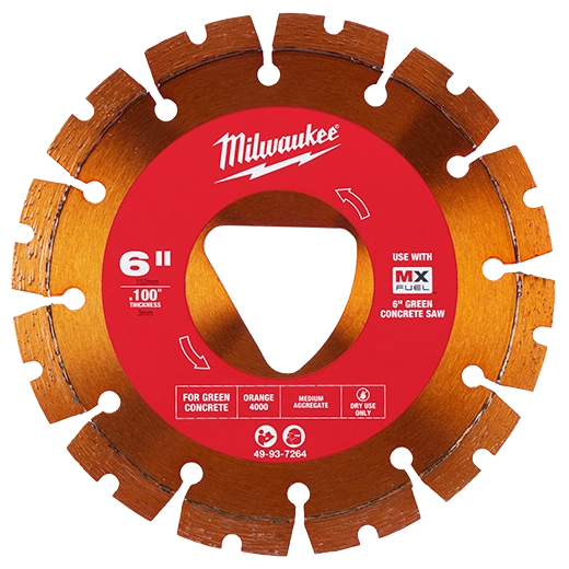 Orange 6” x .100” Diamond Blade for Green Concrete