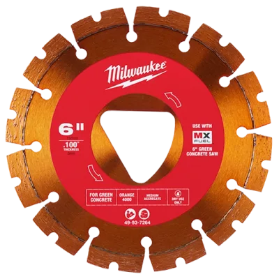 Orange 6” x .100” Diamond Blade for Green Concrete