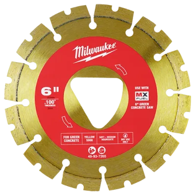 Yellow 6” x .100” Diamond Blade for Green Concrete