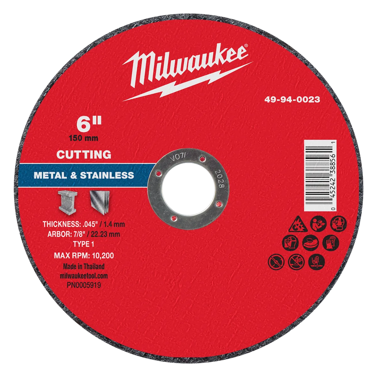 Milwaukee Tool 6" x .045" x 7/8" Metal Cut Off Wheel -Type 1 49-94-0023