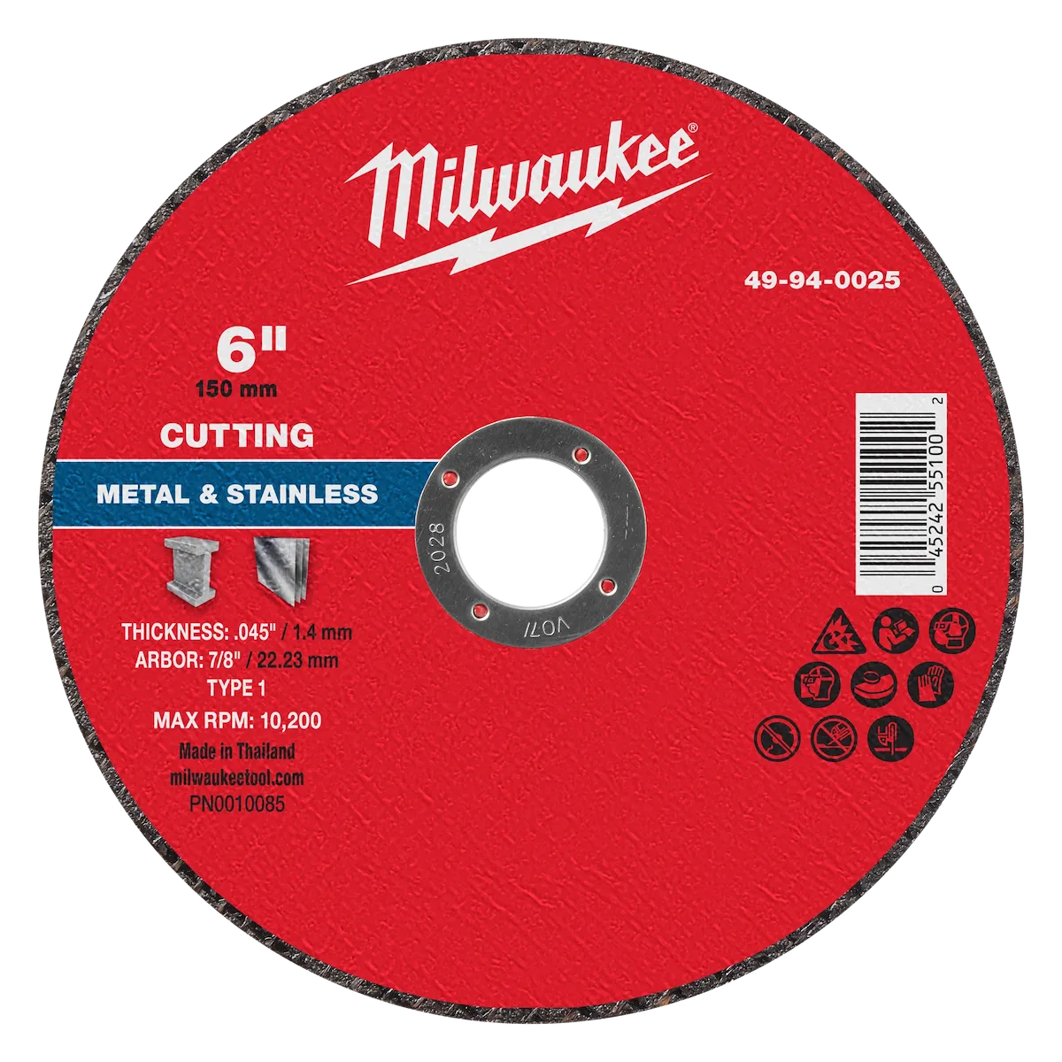 Milwaukee Tool 6" x .045" x 7/8" Metal Cut Off Wheel -Type 1 49-94-0025