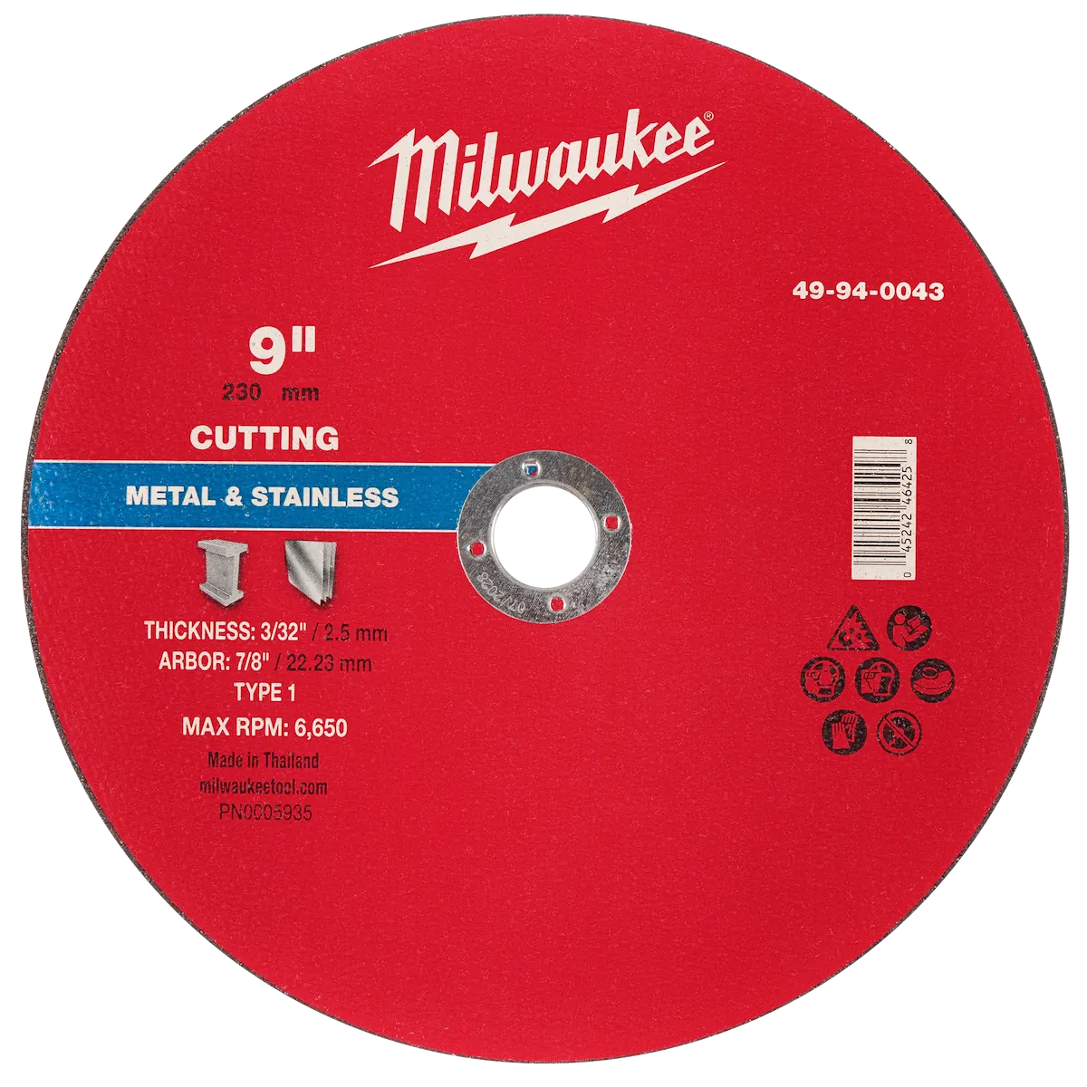 9" x 3/32" x 7/8" Metal Cut Off Wheel -Type 1