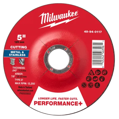 5" x .045" x 7/8" Performance+ Metal Cut Off Wheel - Type 27