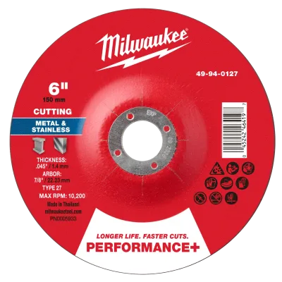 6" x .045" x 7/8" Performance+ Metal Cut Off Wheel - Type 27