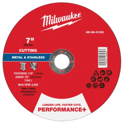 7" x 1/16" x 7/8" Performance+ Metal Cut Off Wheel - Type 1