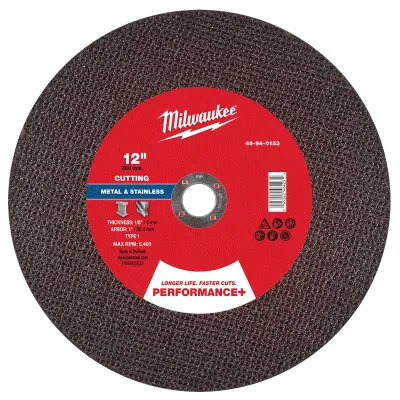 12" x 1/8" x 1" Performance+ Metal Cut Off Wheel - Type 1