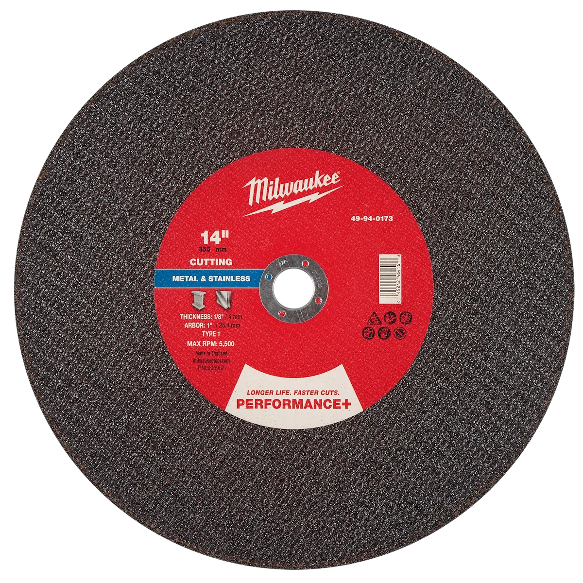 14" x 1/8" x 1" Performance+ Metal Cut Off Wheel - Type 1