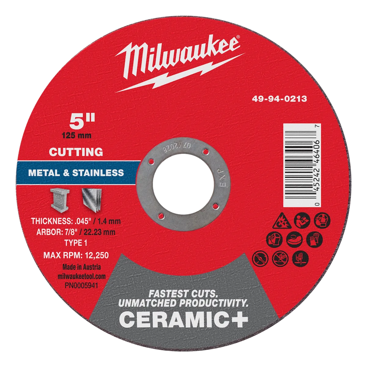 5" x .045" x 7/8" Ceramic+ Metal Cut Off Wheel -Type 1