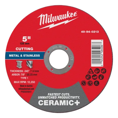 5" x .045" x 7/8" Ceramic+ Metal Cut Off Wheel -Type 1