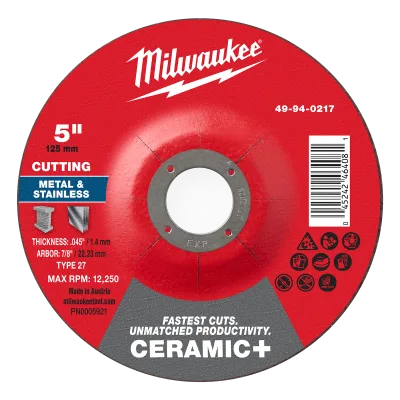 5" x .045" x 7/8" Ceramic+ Metal Cut Off Wheel -Type 27