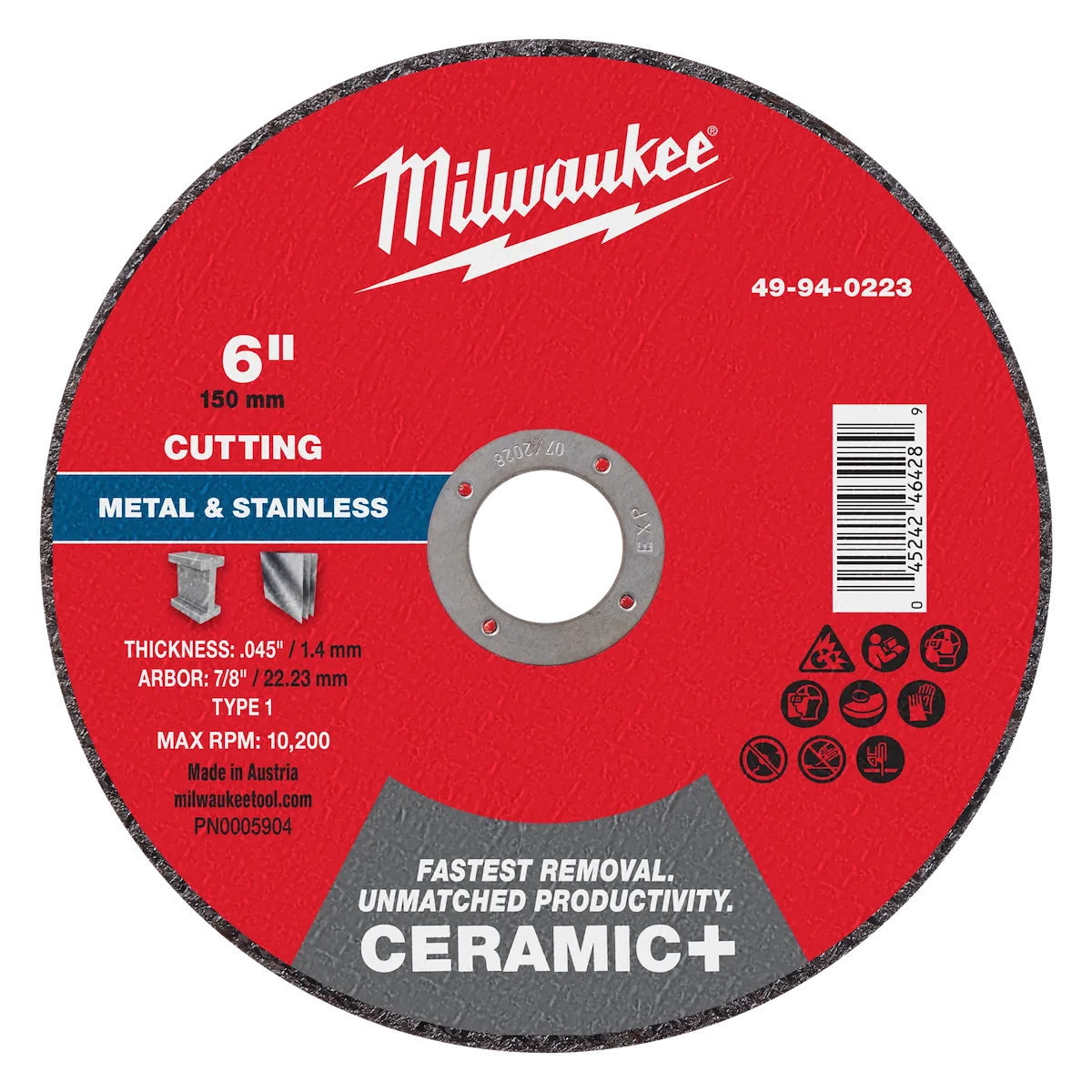 6" x .045" x 7/8" Ceramic+ Metal Cut Off Wheel -Type 1