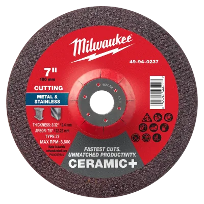 7" x 3/32" x 7/8" Ceramic+ Metal Cut Off Wheel -Type 27