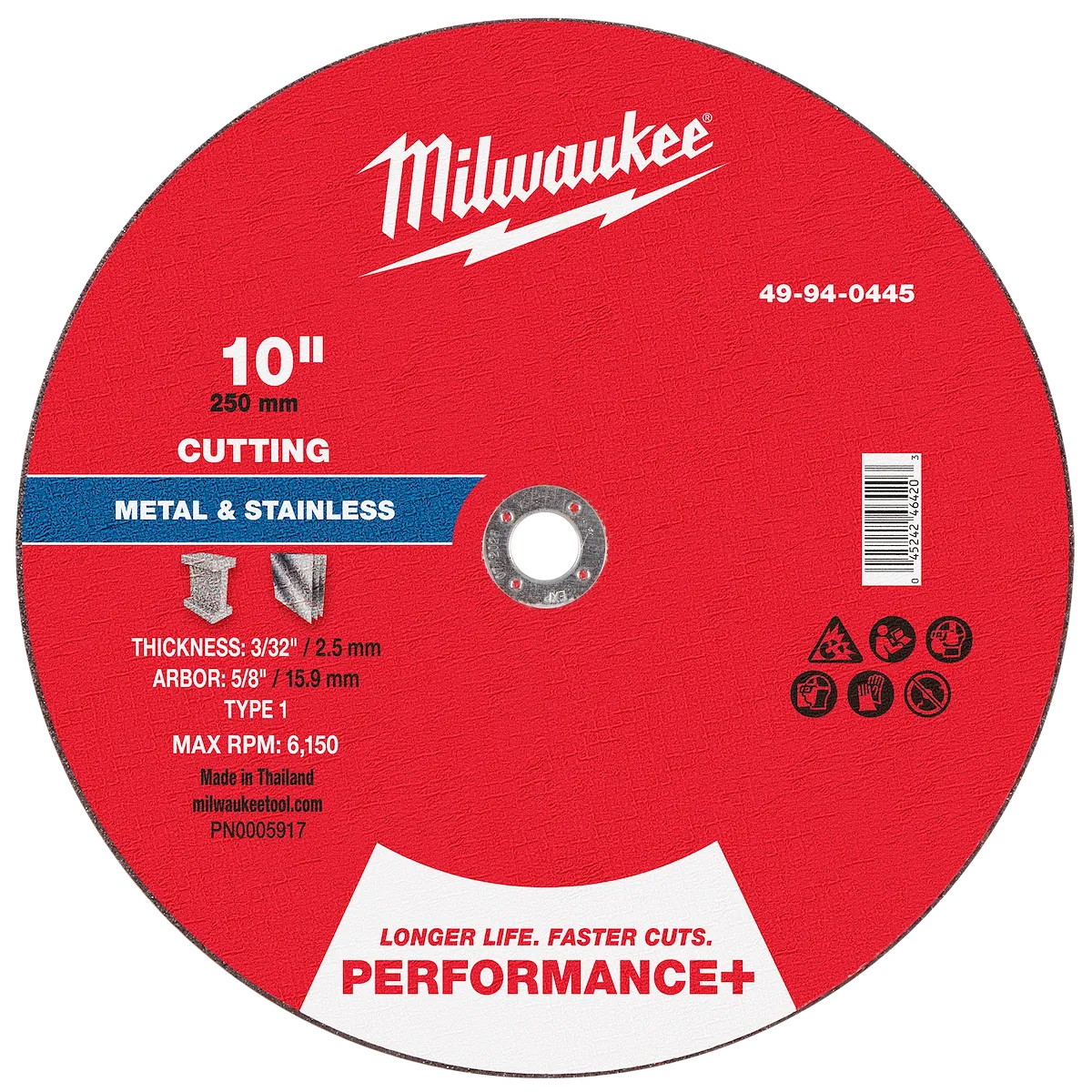 10" x 3/32" x 5/8" Performance+ Metal Cut Off Wheel - Type 1