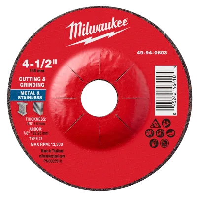 4-1/2" x 1/8" x 7/8" Dual Metal Cut & Grind Wheel - Type 27