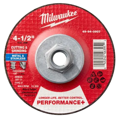 4-1/2" x 1/8" x 5/8-11" Performance+ Dual Metal Cut & Grind Wheel - Type 27