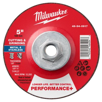 5" x 1/8" x 5/8"-11 Performance+ Dual Metal Cut & Grind Wheel - Type 27