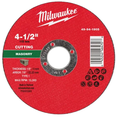4-1/2" x 1/8" x 7/8" Masonry Cut Off Wheel -Type 1