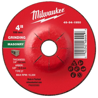 4" x 1/4" x 5/8" Masonry Grinding Wheel - Type 27