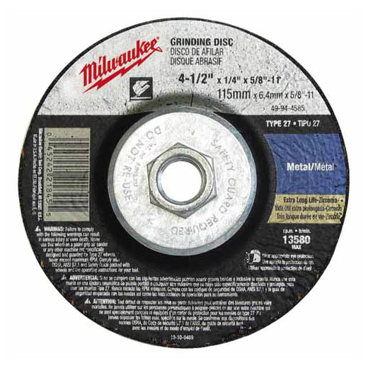 4-1/2" x 1/8" x 5/8-11" Grinding Wheel (Type 27)