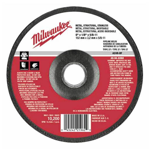 6" x 1/8" x 5/8-11" Grinding Wheel (Type 27)