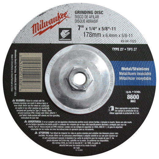 Milwaukee Tool 9" x 1/4" x 5/8-11" Grinding Wheel (Type 27) 49-94-9025