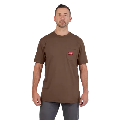 GRIDIRON™ Pocket T-Shirt Short Sleeve, Brown, Large