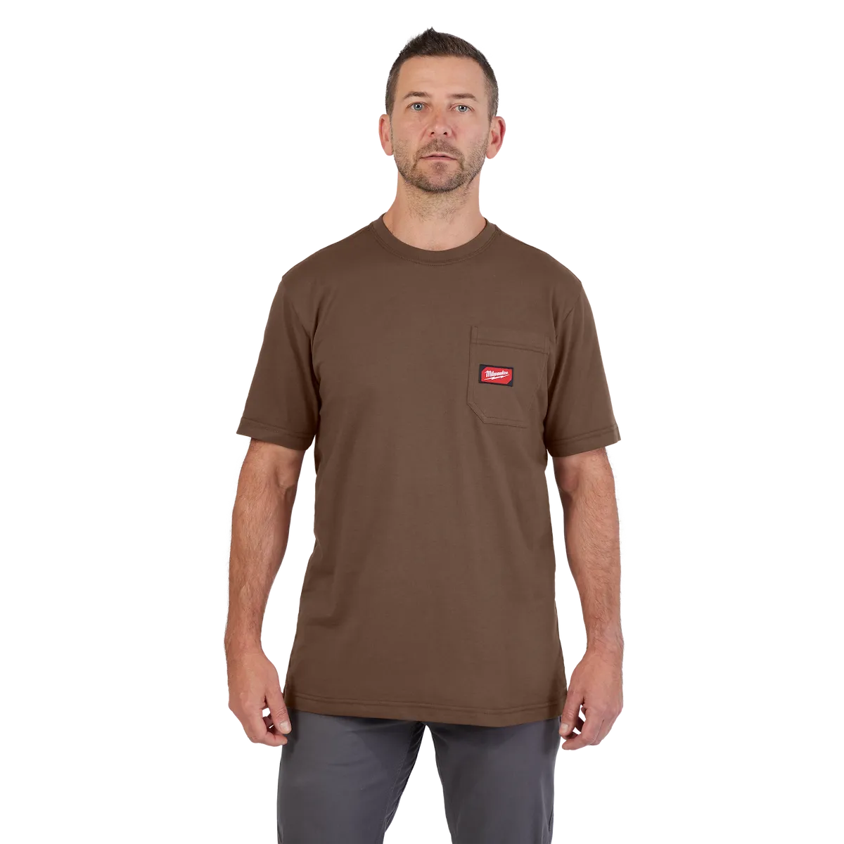 GRIDIRON™ Pocket T-Shirt Short Sleeve, Brown, Medium