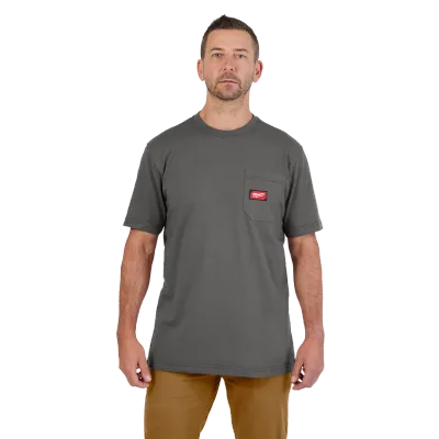 GRIDIRON™ Pocket T-Shirt Short Sleeve, Gray, Large